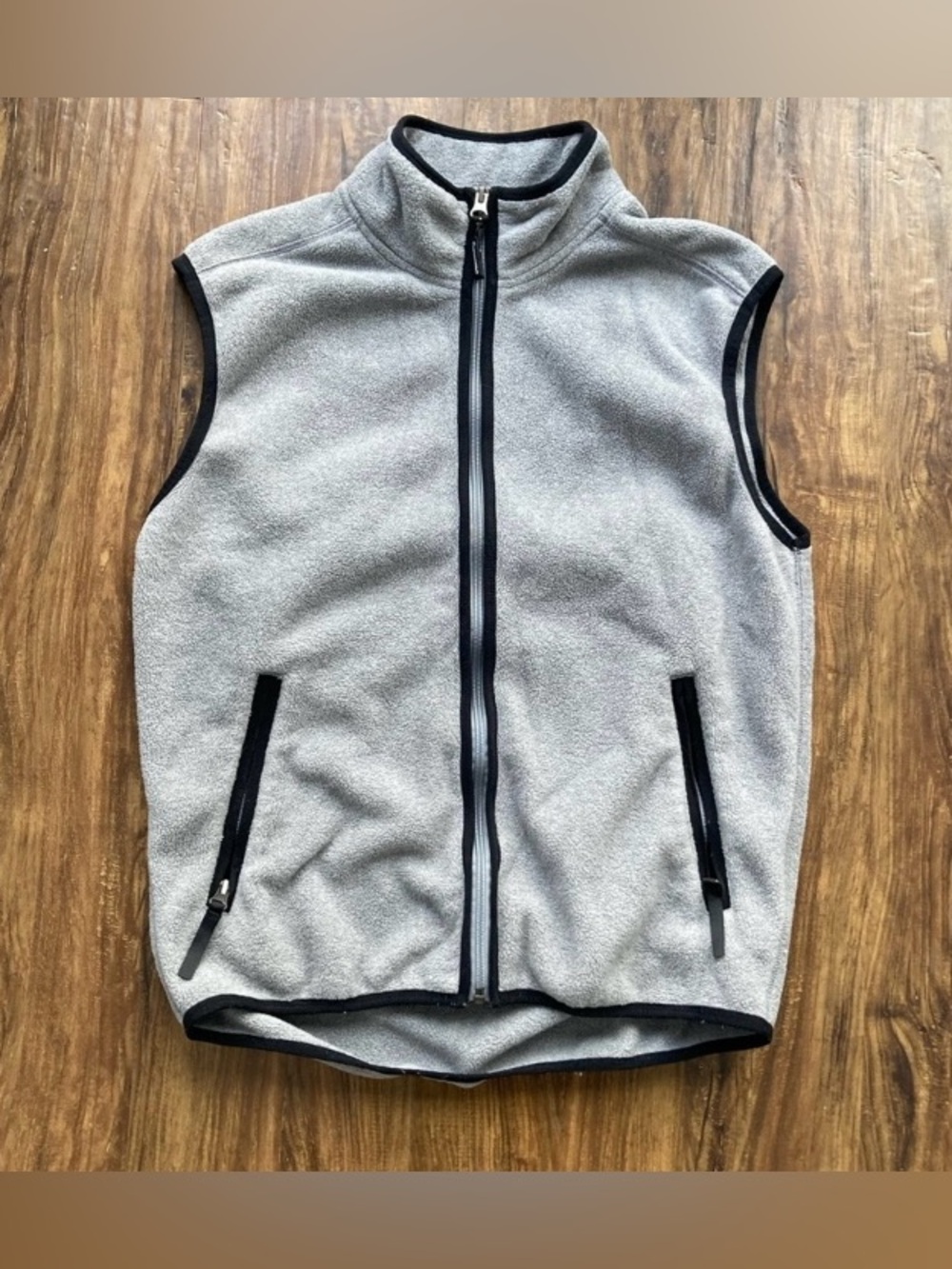 Supreme Gray Fleece Full Zip Vest with Black Accents and Red Logo Size Small